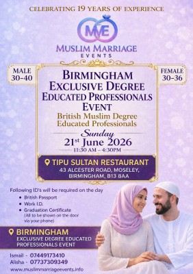 Birmingham Exclusive Muslim Degree Educated Professionals Event