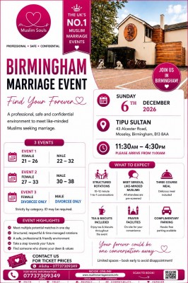 Muslim Marriage Events Birmingham - 3 Groups | 6th December 2026