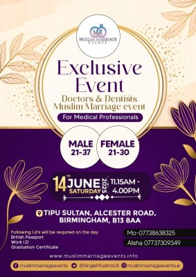Muslim Marriage Events Birmingham - Doctors & Dentists Event