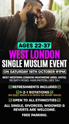 Muslim Marriage Events in WEST LONDON for Ages 22-37