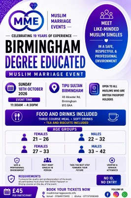 Birmingham Exclusive Muslim Degree Educated Professionals Event